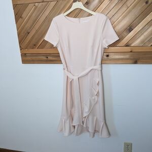 Calvin Klein Soft Pink Midi Dress with Ruffle